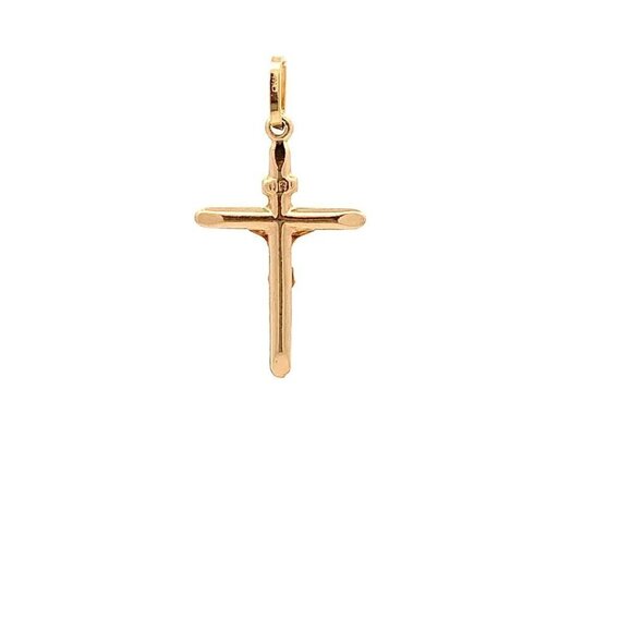 18K Yellow Gold Pendant Cross Jesus Christ Religious 1.19 grams - Picture 13 of 13